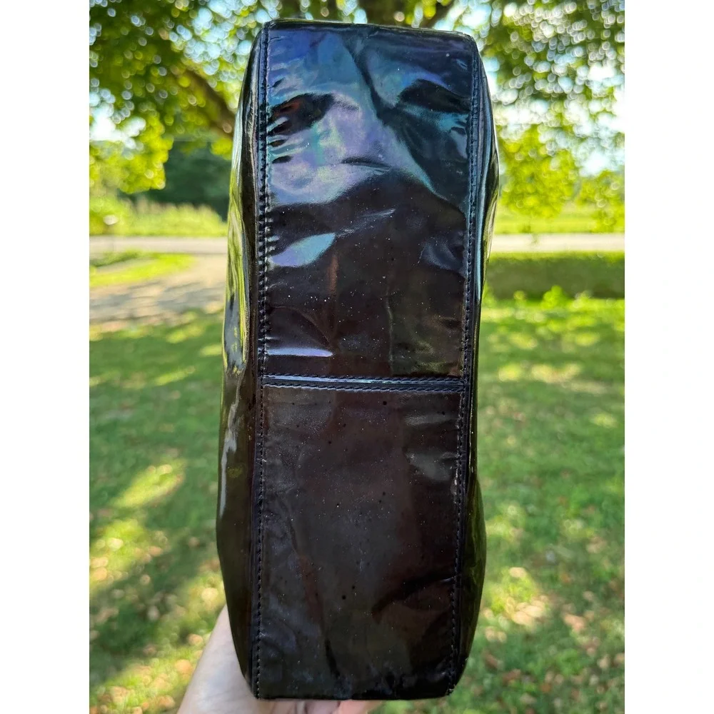 Kate Spade Brown Iridescent Patent Leather Rope Handle Shoulder Bag Y2K Vintage
